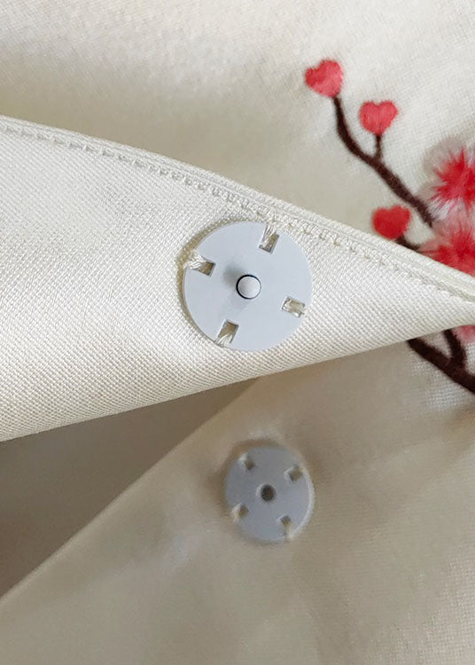 Women White Embroidered Patchwork Silk Outwear Long Sleeve