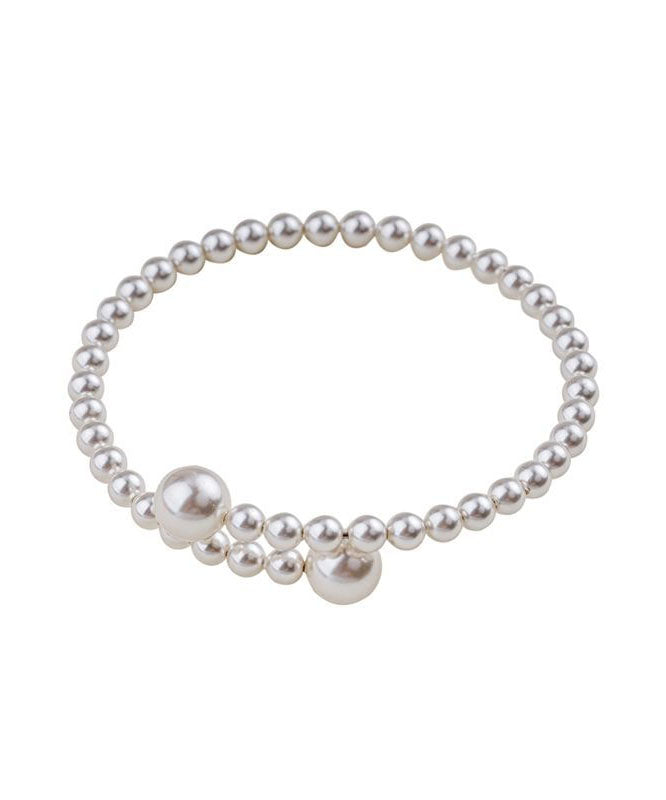 Women White Pearl Adjustable Solid Cuff