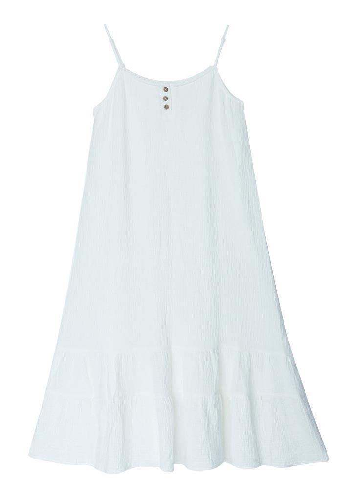 Women White Summer Patchwork Cotton Maxi Dress - Omychic