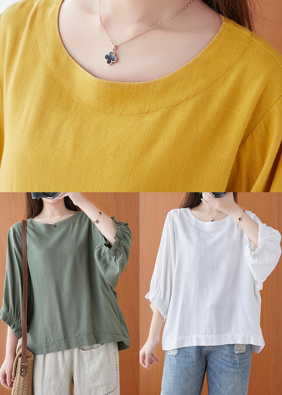 Women Yellow Ruffled Cotton Summer Shirt Top ( Limited Stock) - Omychic