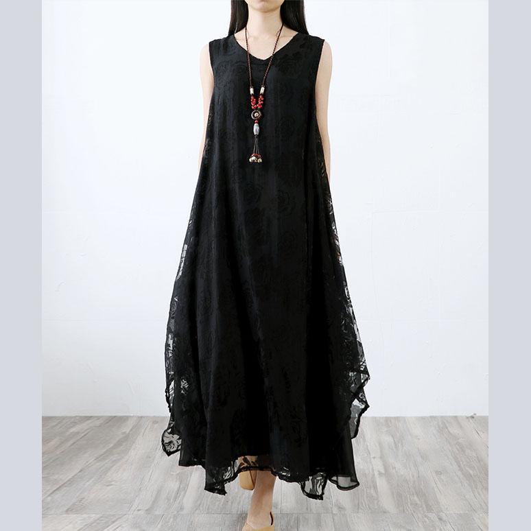 Women asymmetric cotton clothes For Women Fashion Ideas black sleeveless long Dresses summer - Omychic