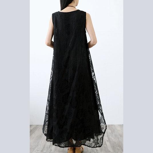 Women asymmetric cotton clothes For Women Fashion Ideas black sleeveless long Dresses summer - Omychic