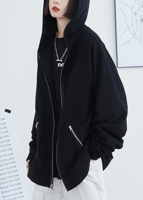 Women black cotton clothes hooded box fall short coat - Omychic