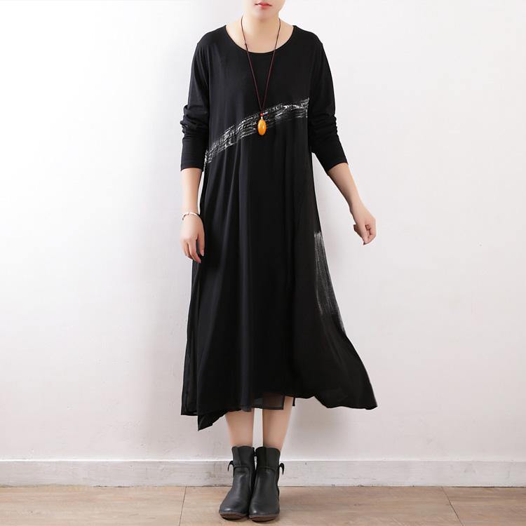 Women black cotton outfit Fine Fashion Ideas Art spring o neck Dress - Omychic