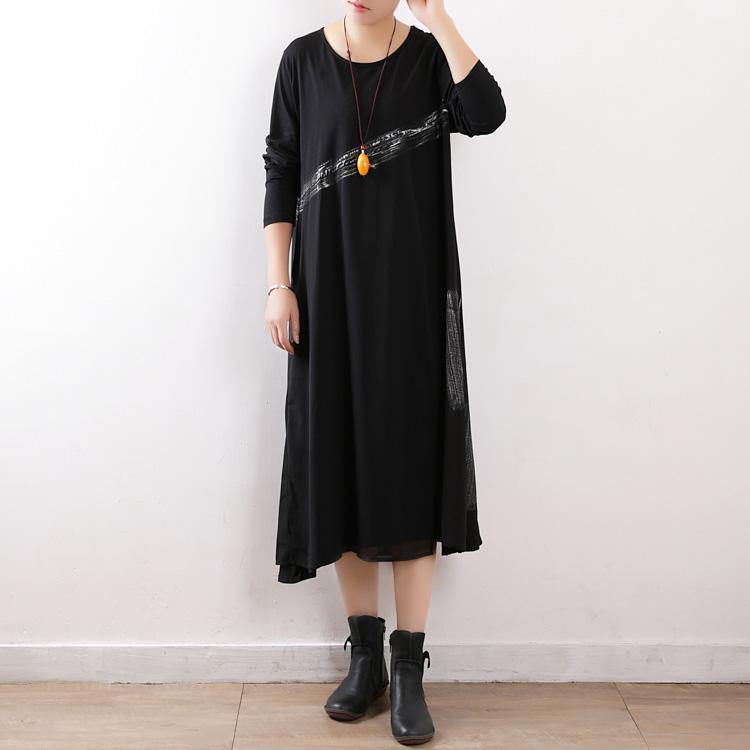Women black cotton outfit Fine Fashion Ideas Art spring o neck Dress - Omychic