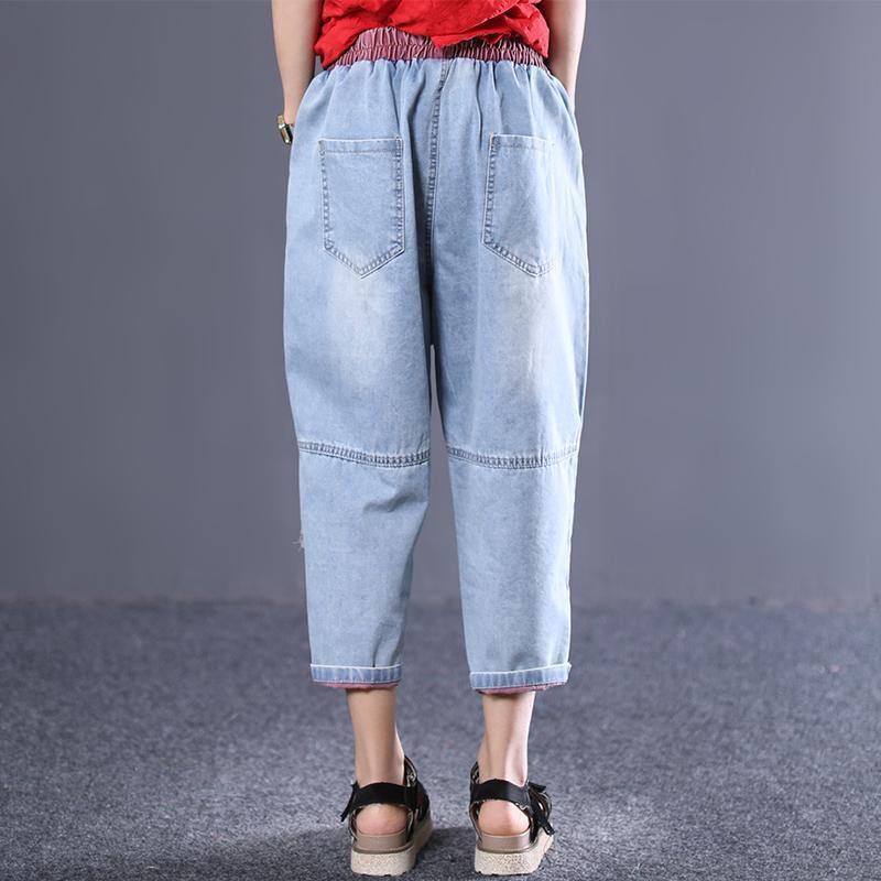 Women cotton casual pants silhouette plus size Street Style Patchwork Women Summer Jeans - Omychic