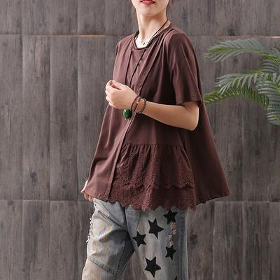 Women cotton clothes For Women stylish Hollow Out Embroidery Patchwork Casual Blouse - Omychic