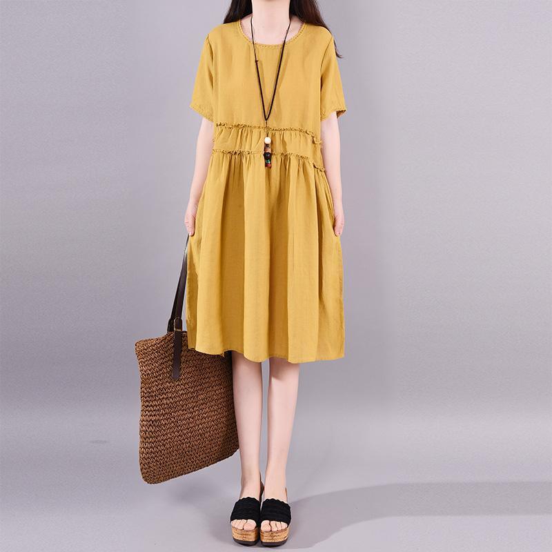 Women cotton clothes For Women stylish Linen Cotton Casual Solid Color Dress - Omychic