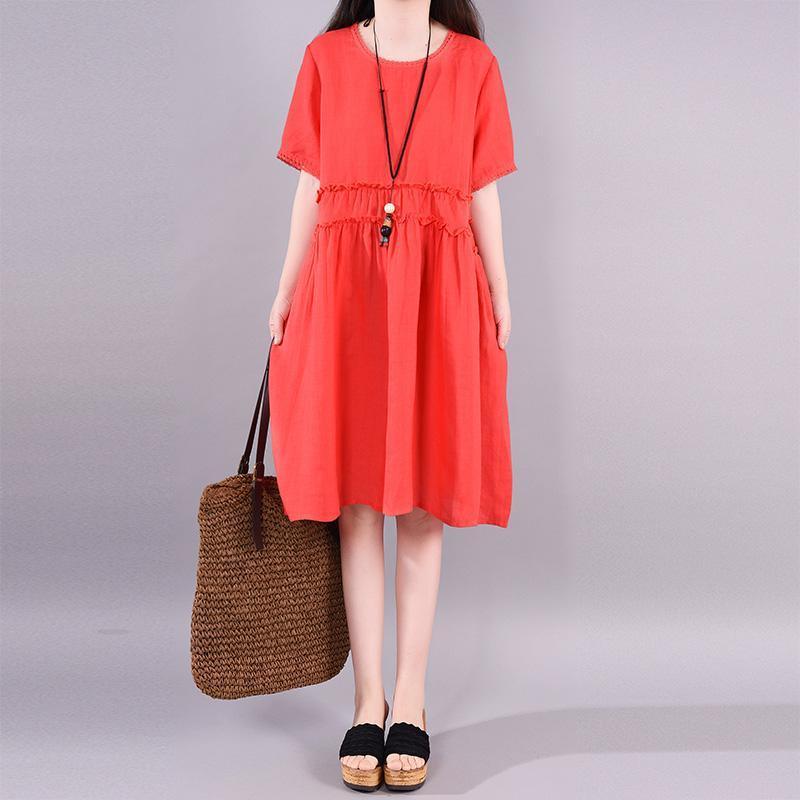 Women cotton clothes For Women stylish Linen Cotton Casual Solid Color Dress - Omychic