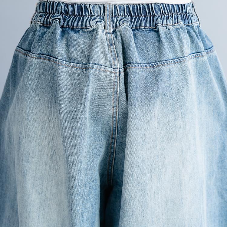 Women denim gray blue Cotton pants Catwalk harem pants pockets Plus Size spring - Omychic