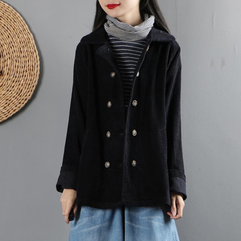 Women double breast Fashion fall clothes For Women black daily outwears - Omychic
