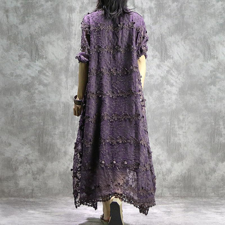 Women embroidery clothes For Women pattern purple Dress - Omychic
