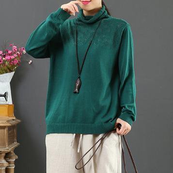 Women green knit top silhouette wild plus size clothing hollow out sweaters - Omychic