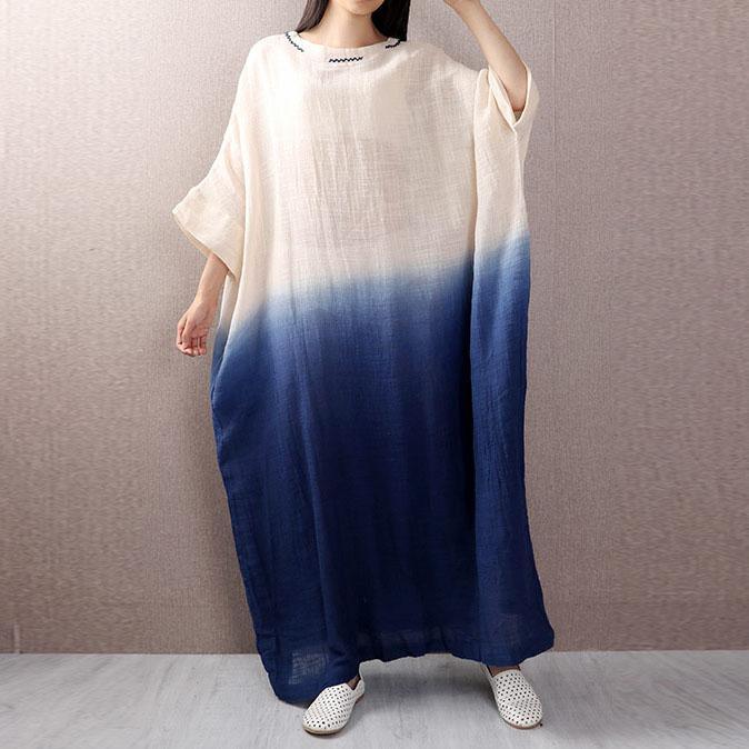 Women half sleeve cotton dresses Fashion Ideas blue Dress summer - Omychic