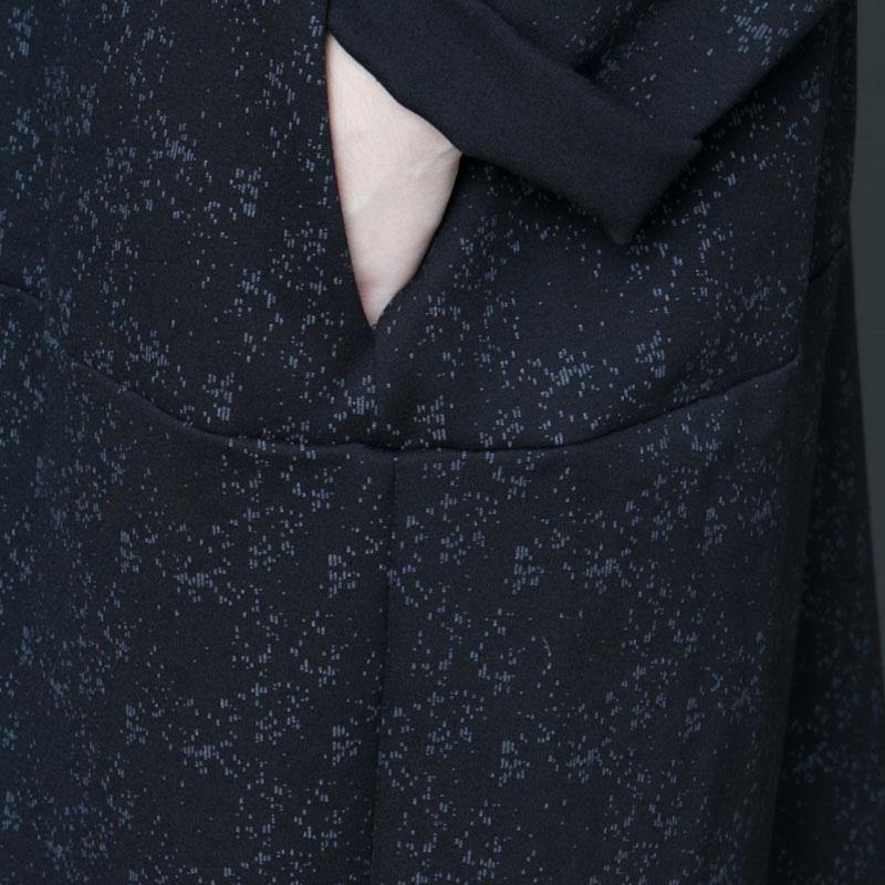 Women high neck  Cotton Tunic Women Sleeve black prints shift Dresses patchwork - Omychic