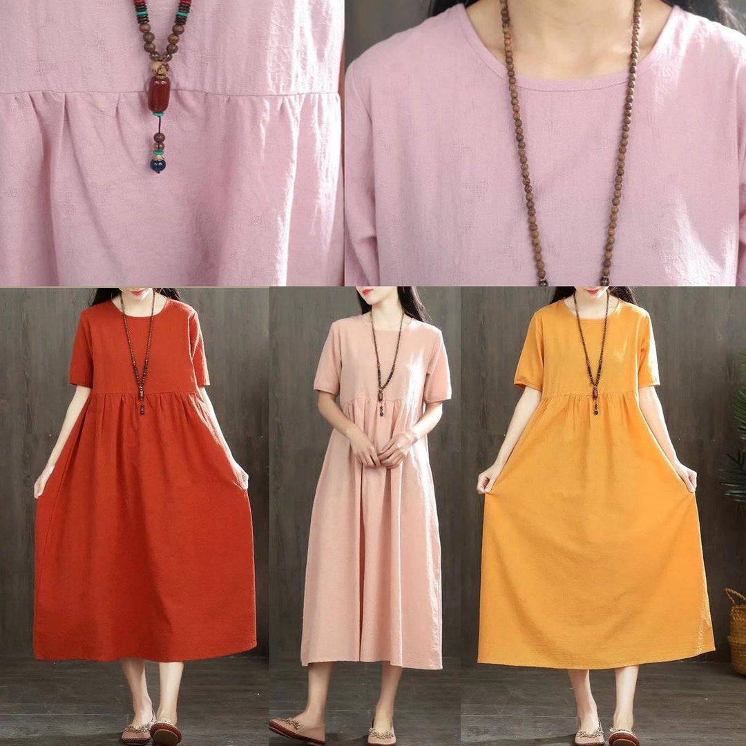 Women high waist linen quilting clothes Wardrobes yellow Dress summer - Omychic