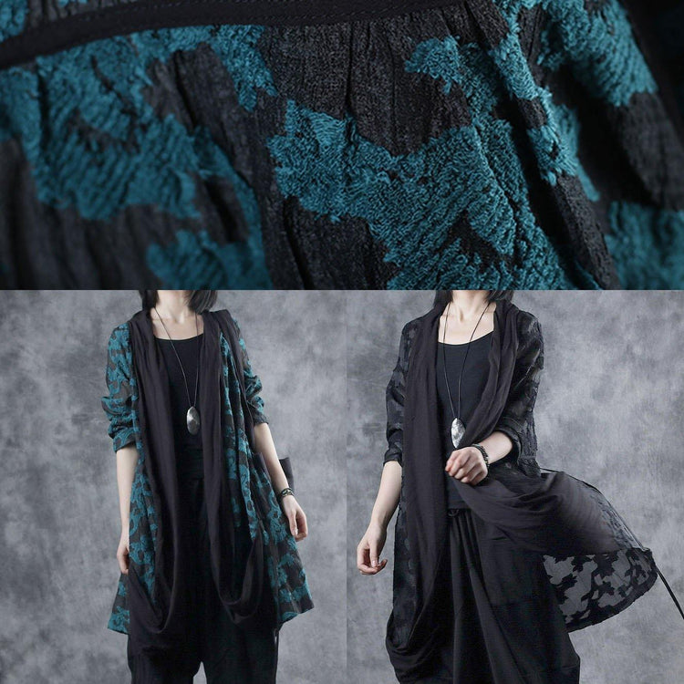 Women lace hollow out Cotton tunic top Tutorials black patchwork trench coats fall - Omychic
