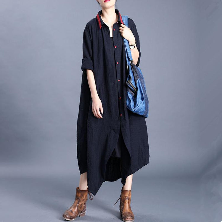 Women lapel asymmetric Plus Size crane coats black Plus Size Clothing cardigan - Omychic