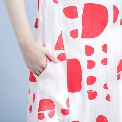 Women linen dress Metropolitan Museum Dot Print Half Sleeve Casual Maxi Dress - Omychic