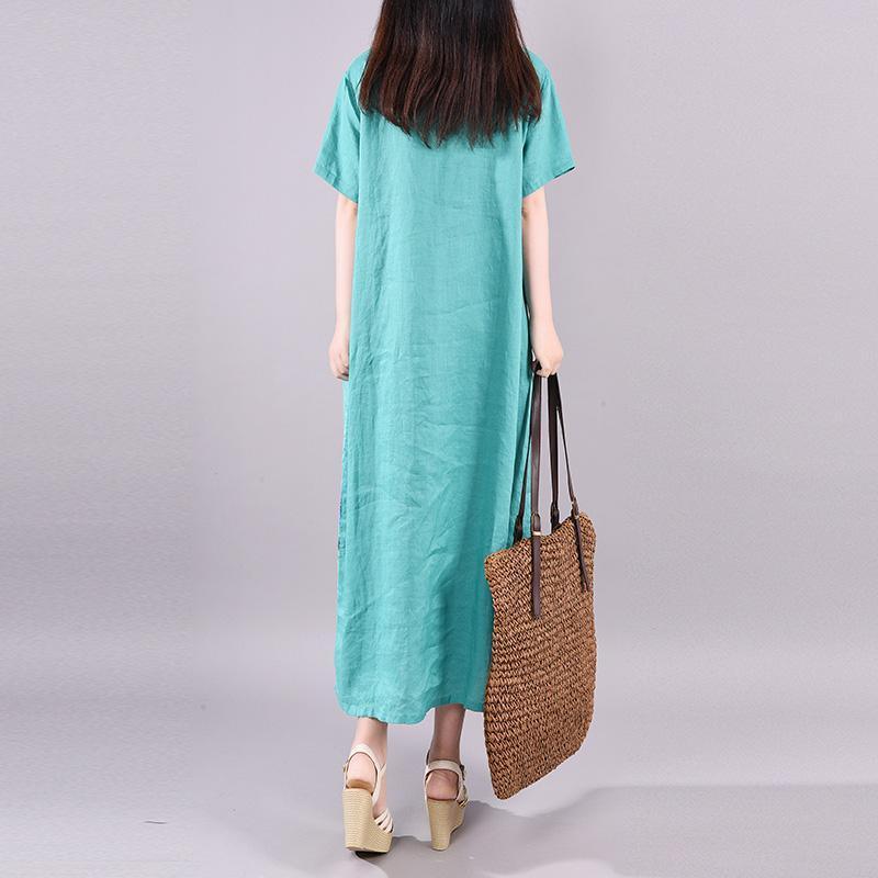 Women linen outfit Metropolitan Museum Printed And Spliced Elegant Loose Dress - Omychic