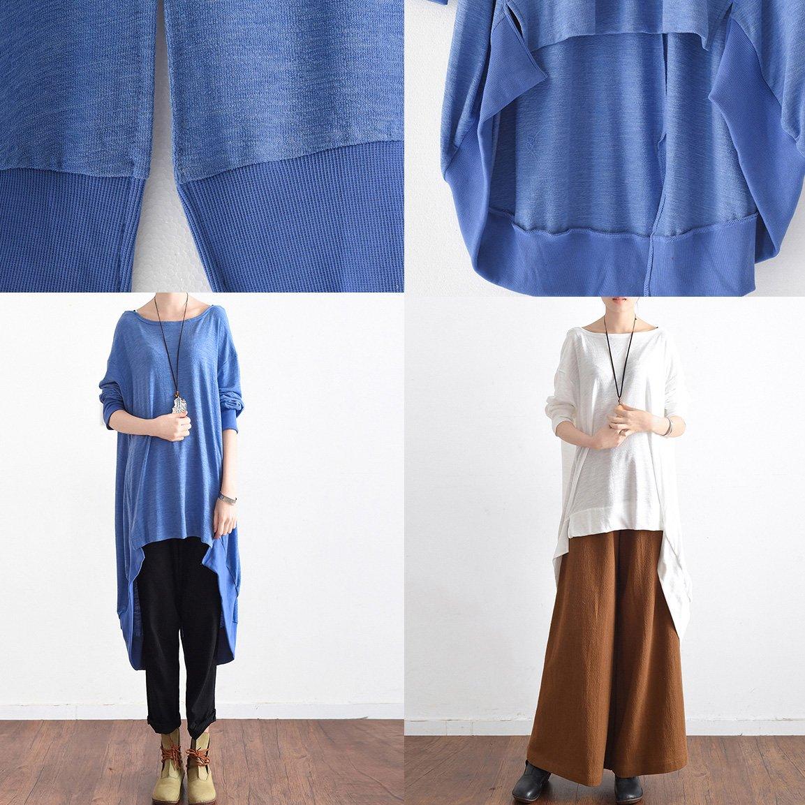Women o neck asymmetric linen crane tops top quality Cotton white Plus Size Clothing - Omychic