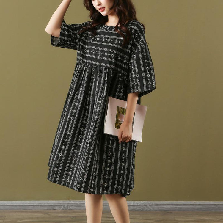 Women o neck half sleeve cotton clothes For Women Fashion Ideas black print Dresses summer - Omychic