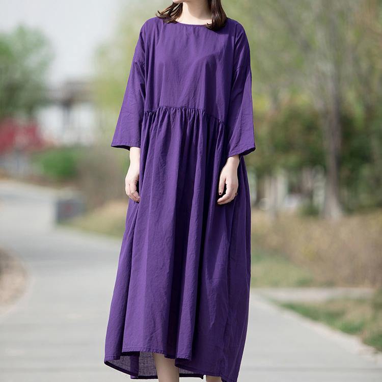 Women o neck linen clothes For Women linen purple Dresses summer - Omychic