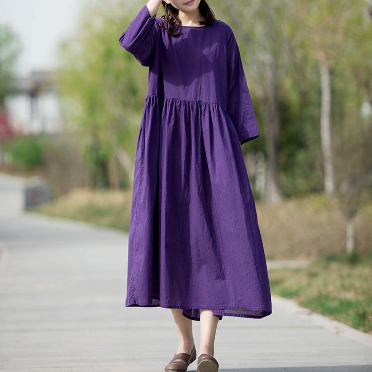 Women o neck linen clothes For Women linen purple Dresses summer - Omychic