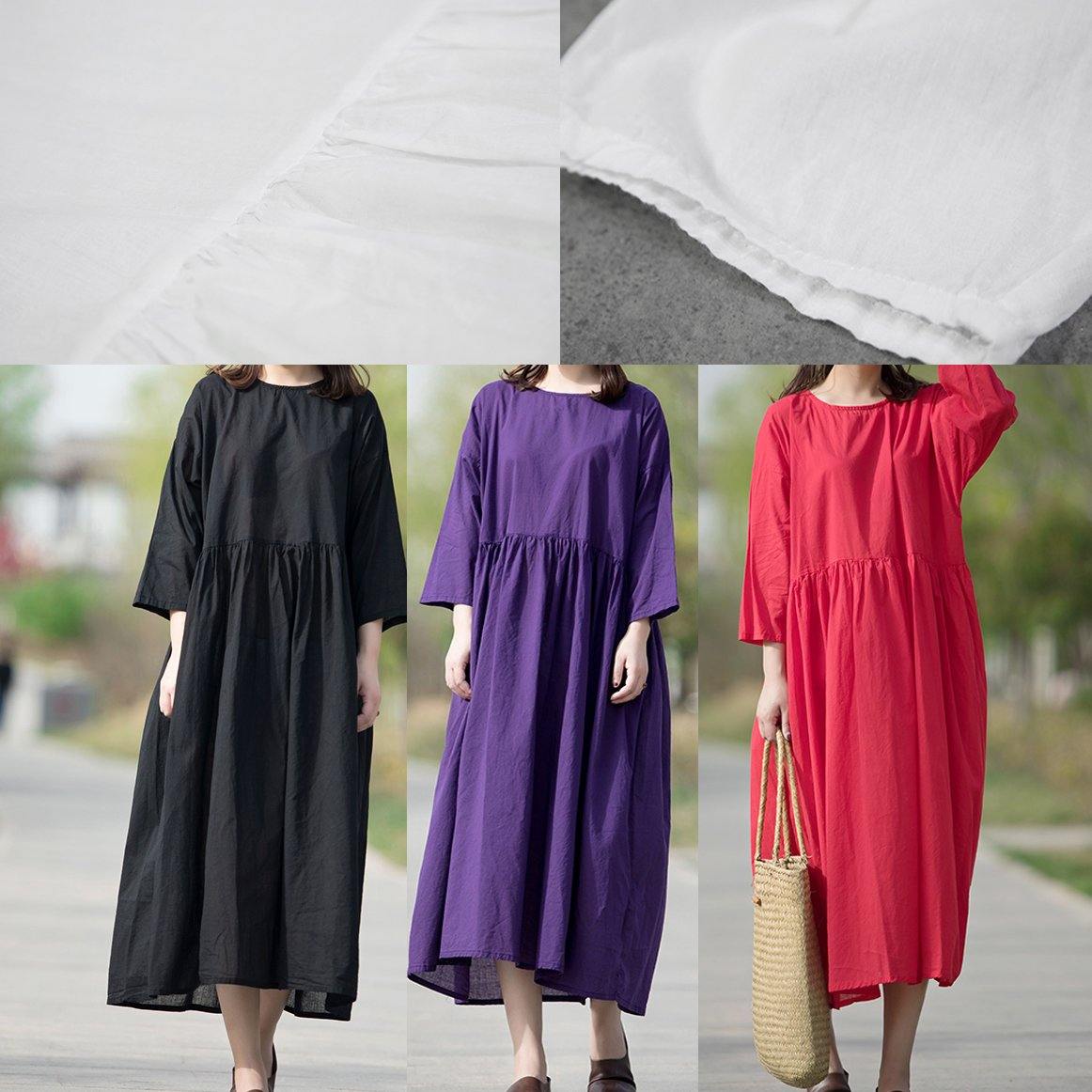 Women o neck linen clothes For Women linen purple Dresses summer - Omychic