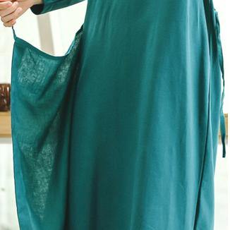 Women o neck patchwork Cotton quilting clothes Pakistani Neckline blue daily Dresses spring - Omychic