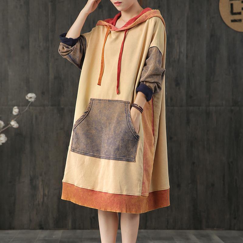 Women patchwork Cotton quilting dresses Photography light orange Dress fall - Omychic