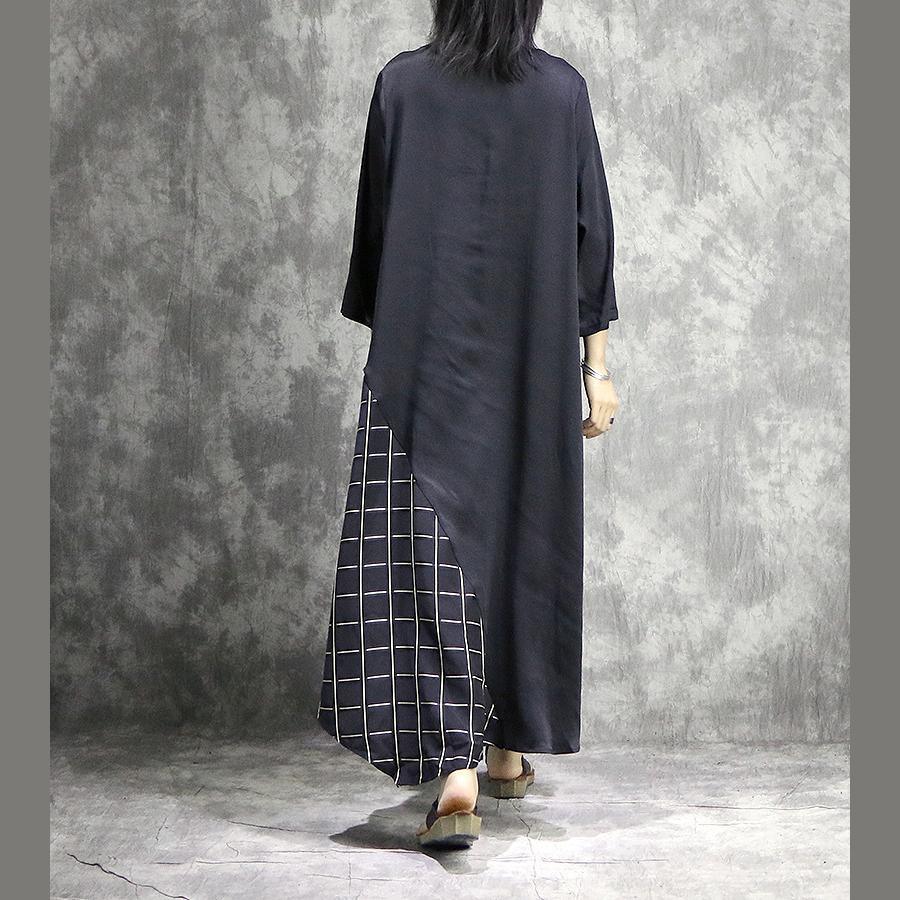 Women patchwork silk clothes For Women Fun Work black Maxi Dresses summer - Omychic