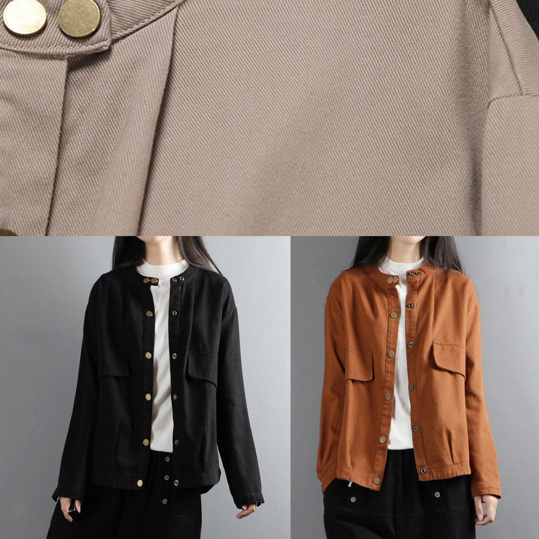 Women pockets Fashion o neck Coats Women khaki daily jackets - Omychic