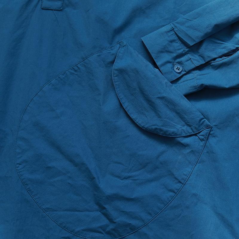 Women side open cotton tunics for women Metropolitan Museum design blue cotton Dress low high design - Omychic