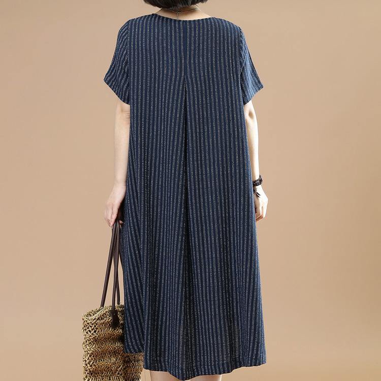 Women striped o neck Cotton clothes For Women Photography navy  Dresses summer - Omychic