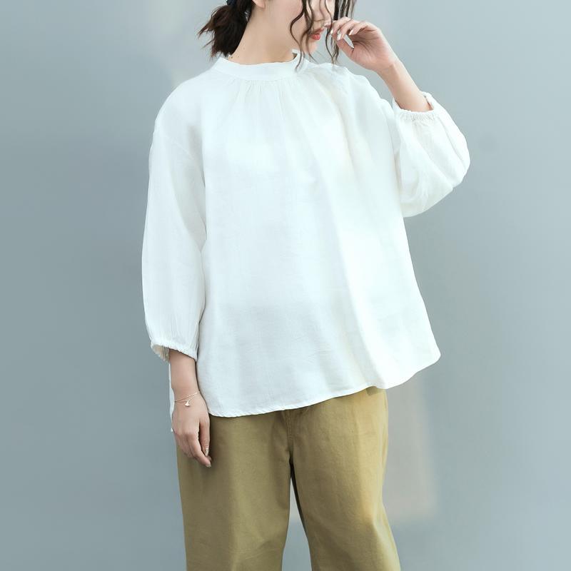 Women white cotton clothes For Women Pakistani Cotton o neck Button Down tunic spring shirts - Omychic