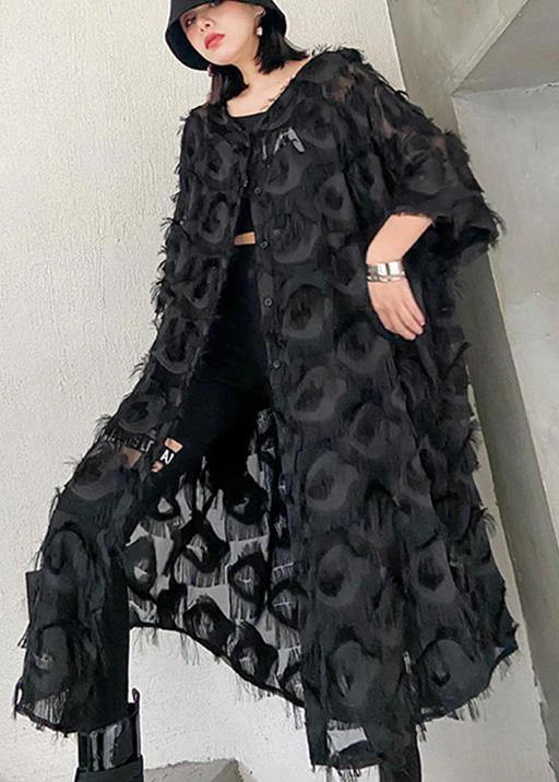 Women Black Feather Big Size Dress New V-Spring Summer