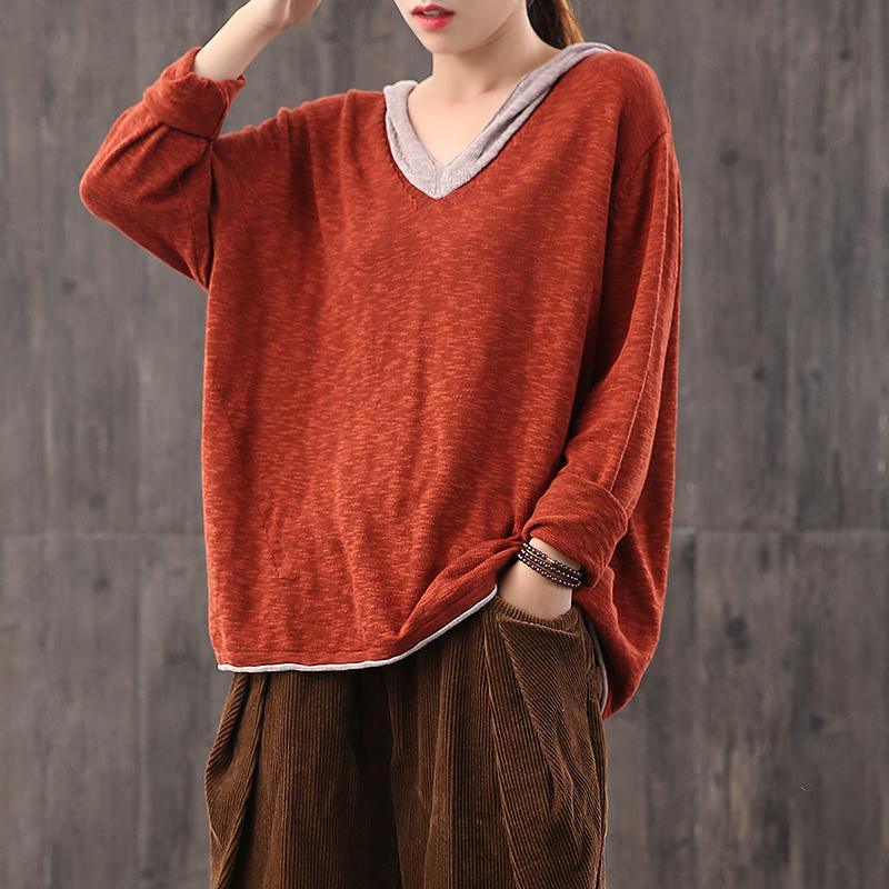 Oversize Color Patchwork Hooded Sweater - Omychic