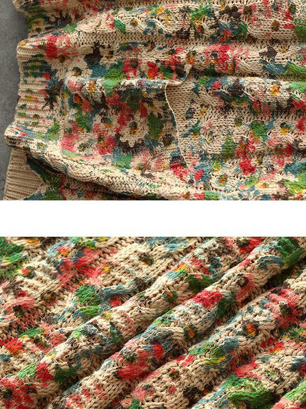 Unique Floral Print Knit Sleeveless Blouse Top - Omychic
