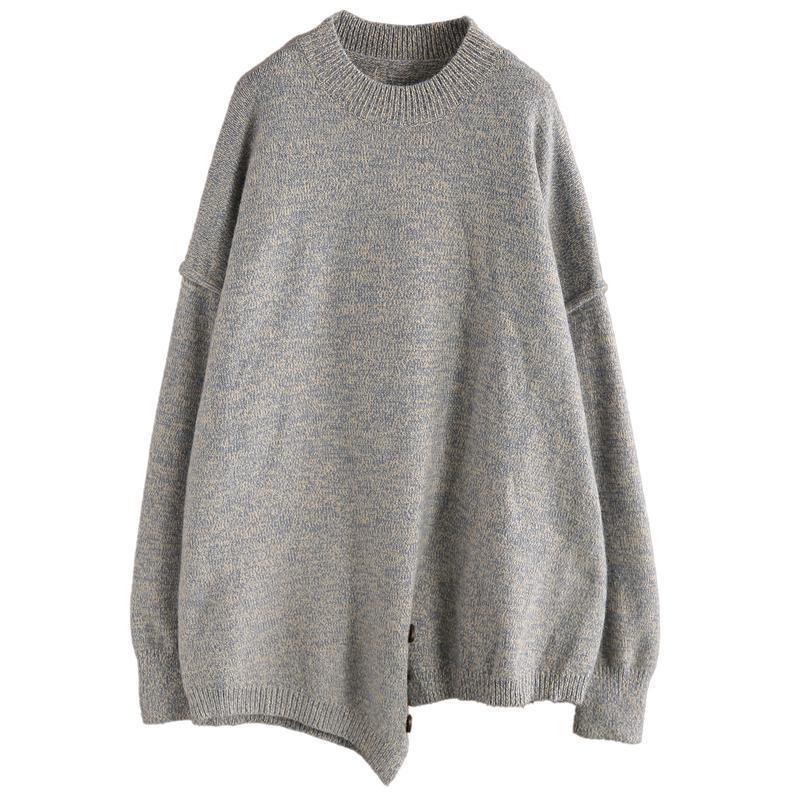 Women Knit Top Button Split Hem Sweater - Omychic