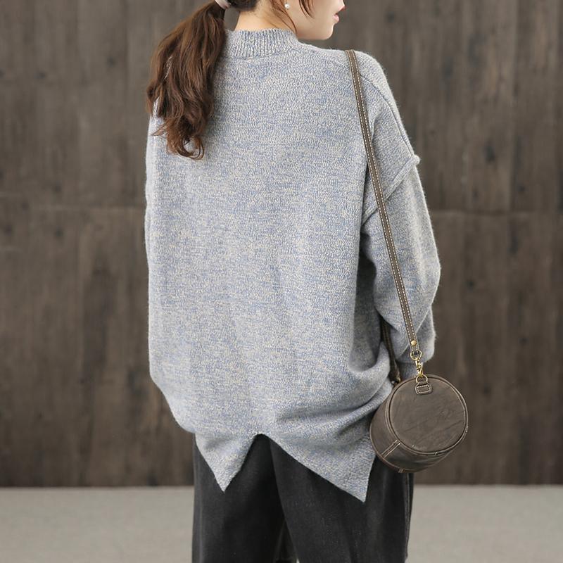 Women Knit Top Button Split Hem Sweater - Omychic