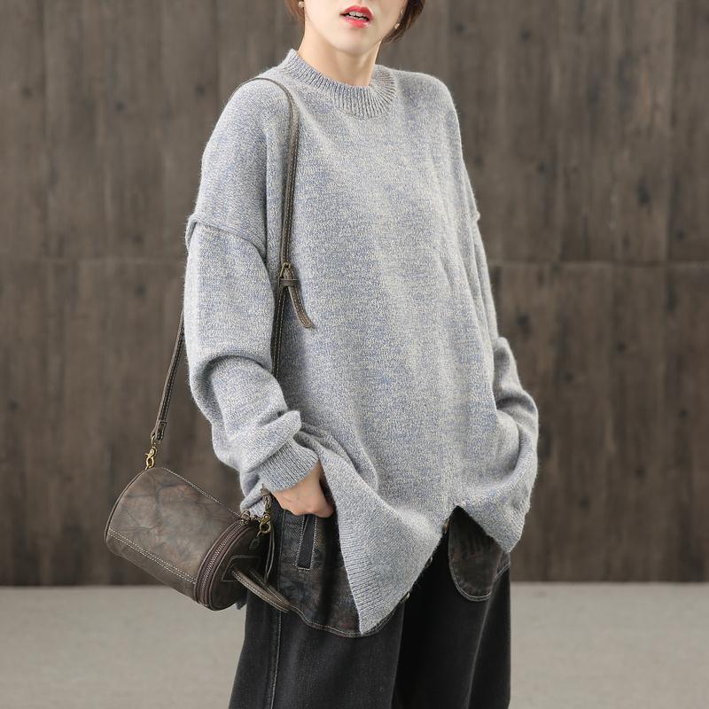 Women Knit Top Button Split Hem Sweater - Omychic