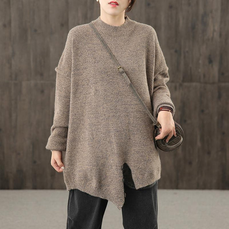 Women Knit Top Button Split Hem Sweater - Omychic