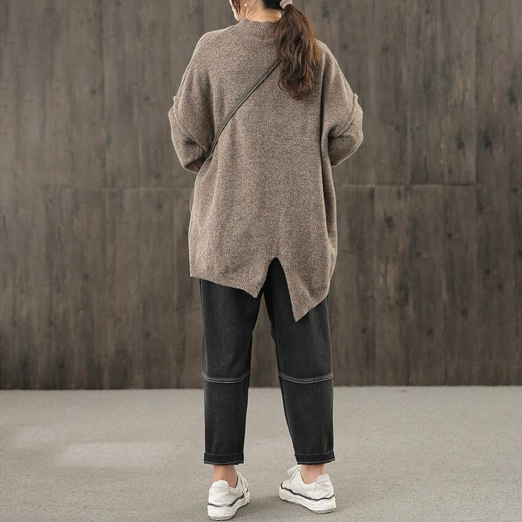 Women Knit Top Button Split Hem Sweater - Omychic