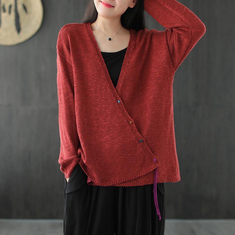 Oversize Women Knit Vintage V-neck Coat ( Limited Stock) - Omychic