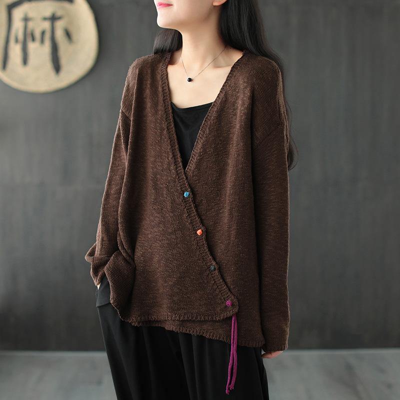 Oversize Women Knit Vintage V-neck Coat ( Limited Stock) - Omychic