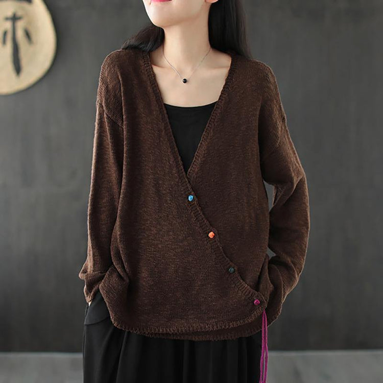 Oversize Women Knit Vintage V-neck Coat ( Limited Stock) - Omychic