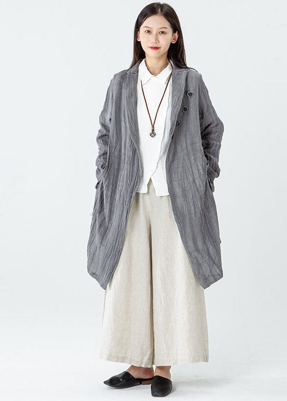Comfy Linen Comfy Long Sleeve Pleated Pocket Coat