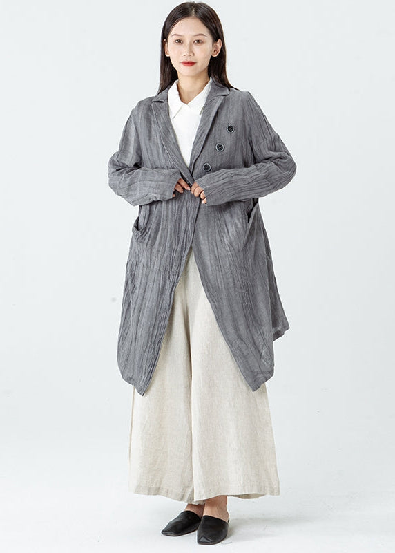 Comfy Linen Comfy Long Sleeve Pleated Pocket Coat