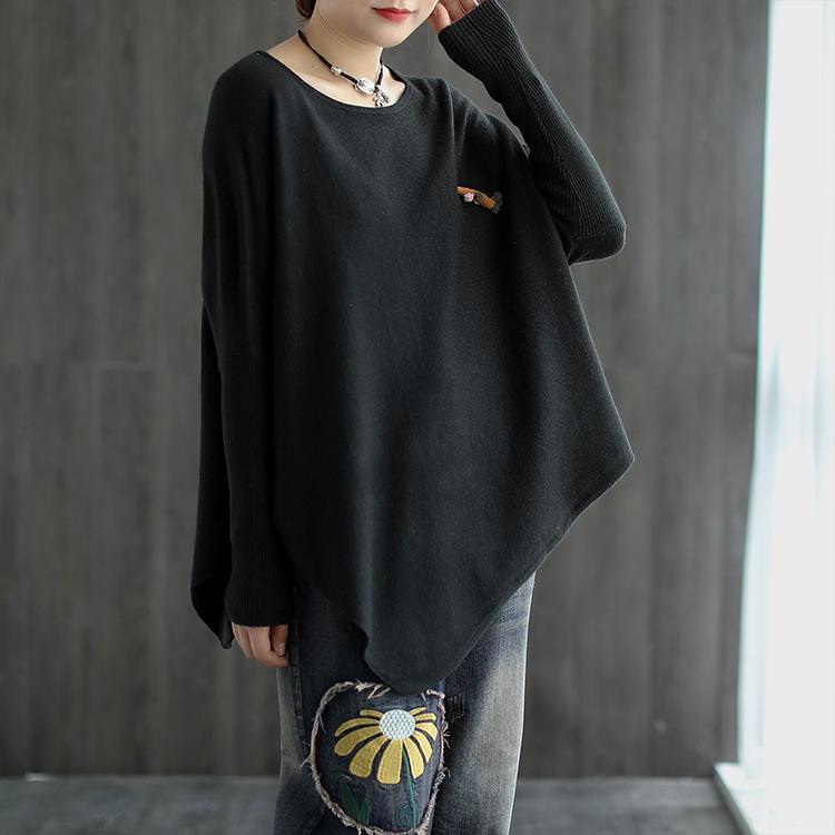 Women Comfy Knit Top Irregular Hem Sweater - Omychic